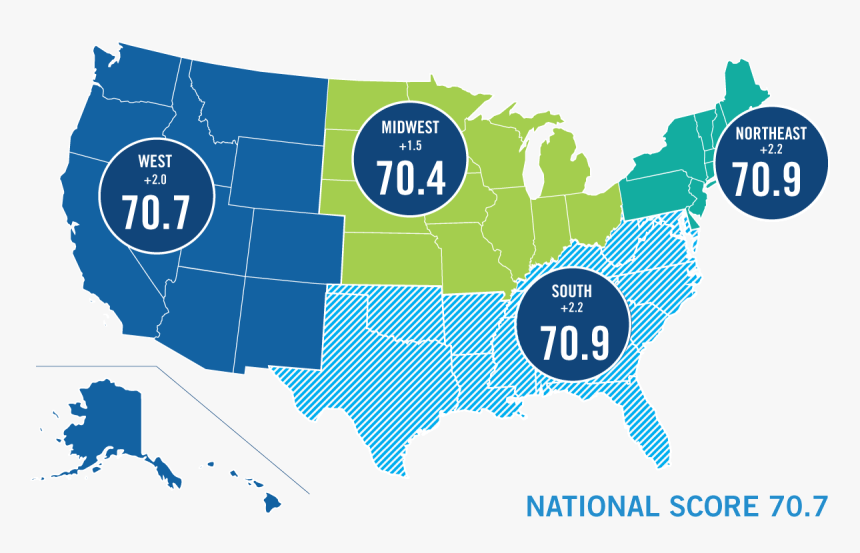 Map Depicting Sbi Scores For The Northeast, Midwest, - Us Map Transparent Background, HD Png Download