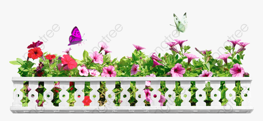Spring Flowers Full Bloom - Balcony Clipart Png, Transparent Png