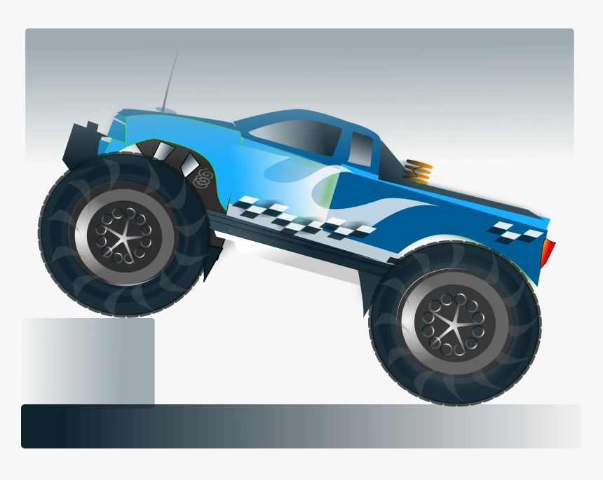 Clipart Monster Truck Stunt - Blue Monster Truck Clipart, HD Png Download
