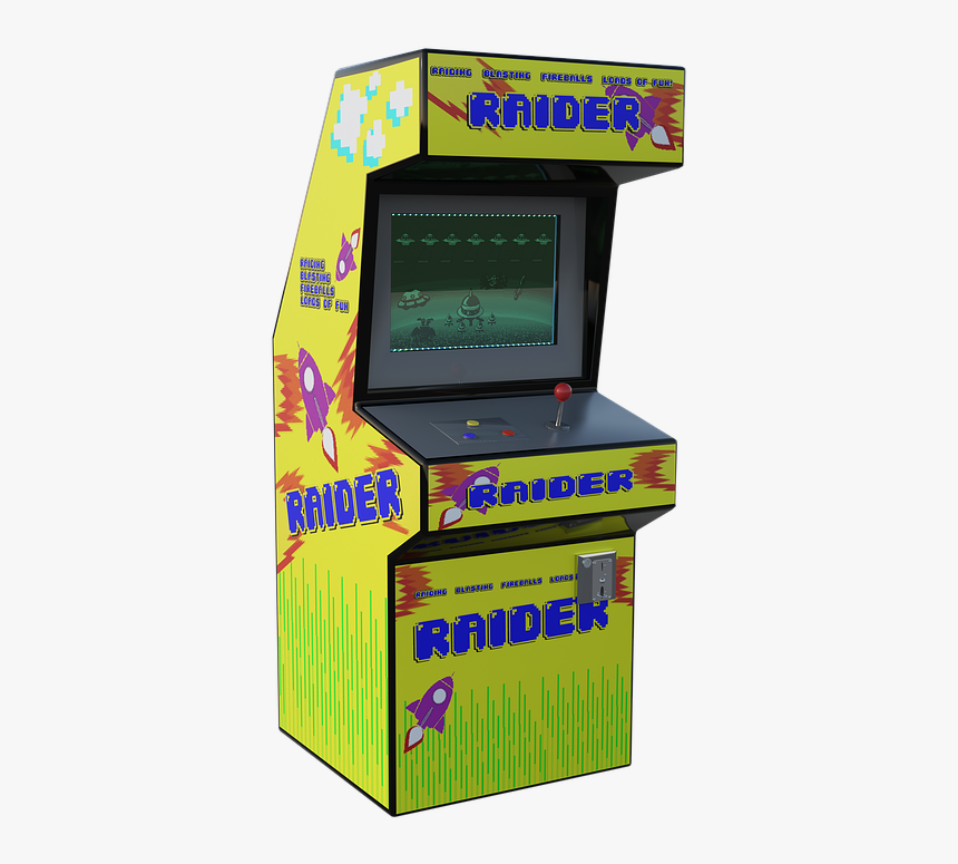 Arcade, Game, Yellow, Fun, Play, Console, Joystick - Video Game Arcade Cabinet, HD Png Download