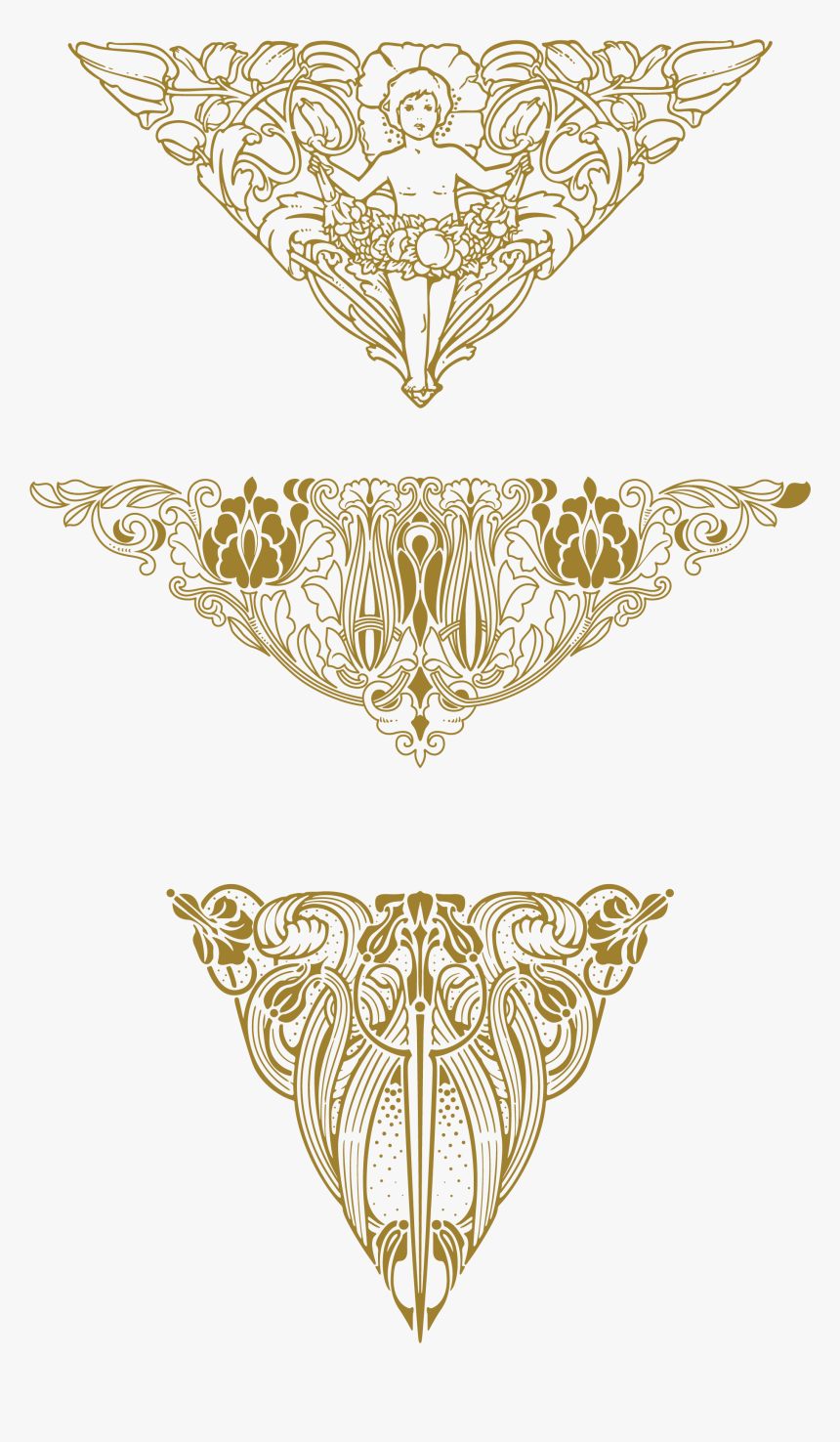Nouveau Ornaments Transprent Png - Art Deco Ornament Png, Transparent Png