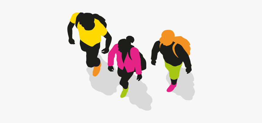 Three Children Walking To School - Human Top View Png, Transparent Png