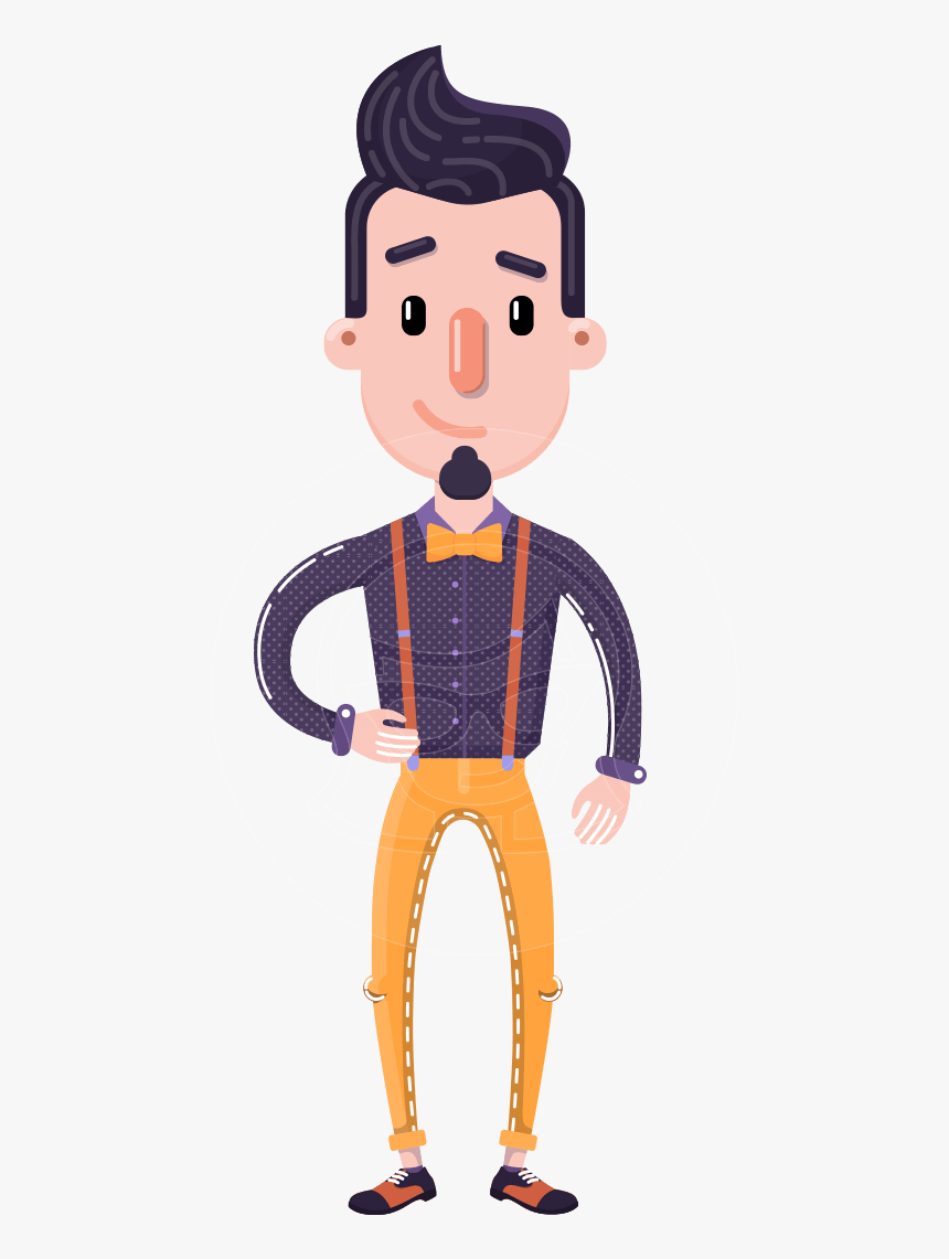 Cartoon Hipster In Flat Style Vector Character - Hipster Cartoon, HD Png Download