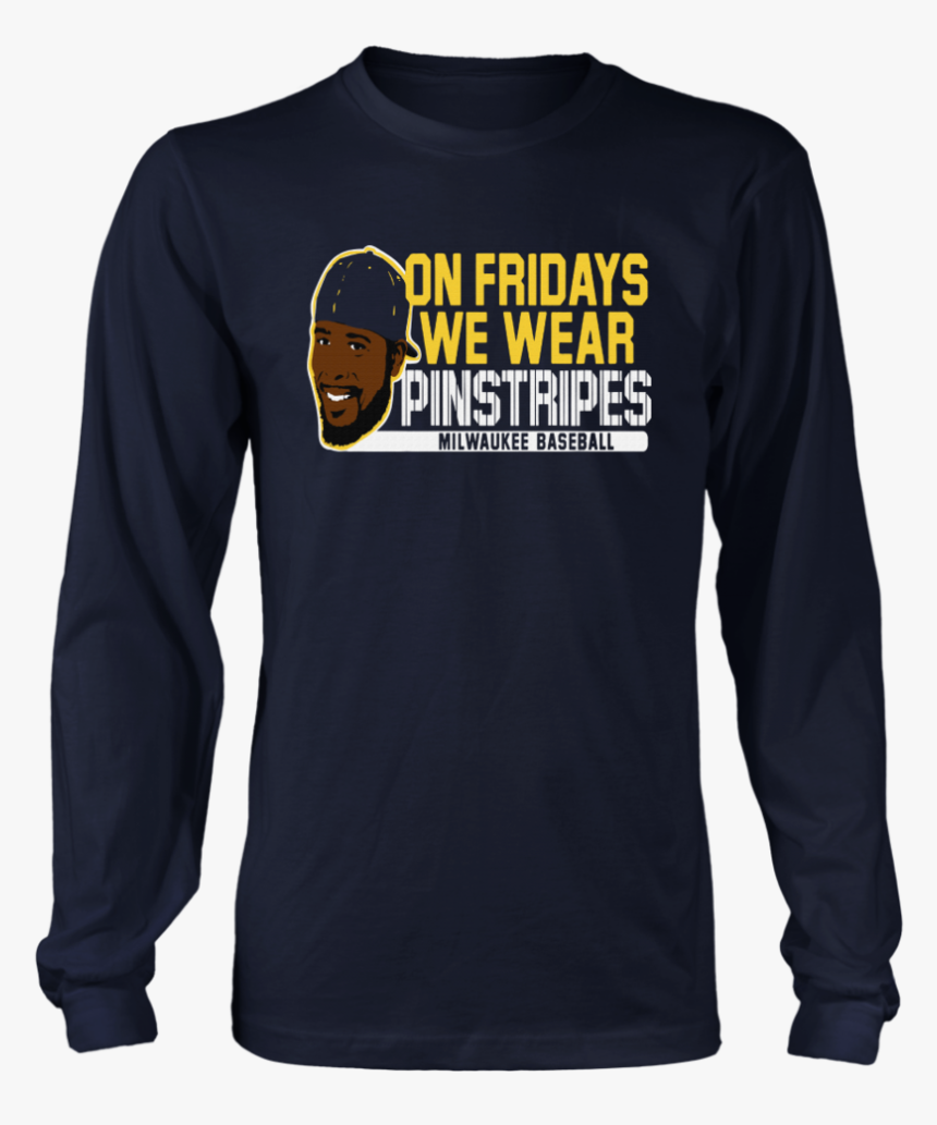 On Friday We Wear Pinstripes Milwaukee Baseball Shirt - Long-sleeved T-shirt, HD Png Download