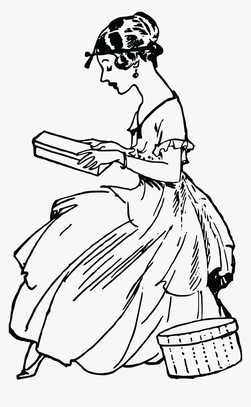 Vintage Girl Png - Vintage Woman Reading Clipart, Transparent Png