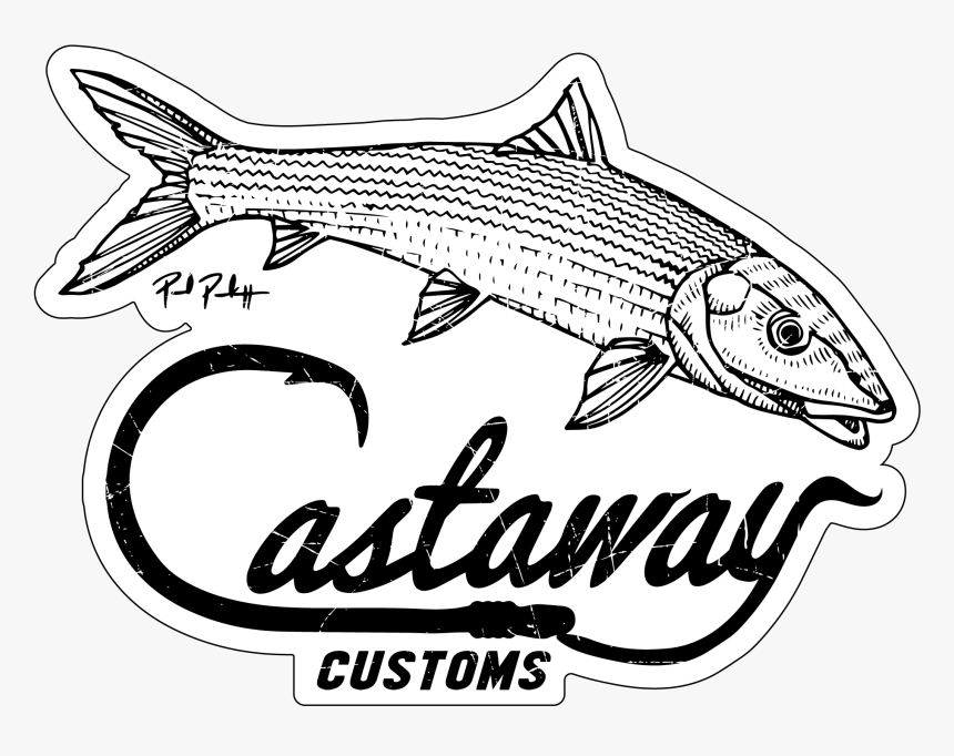 Bonefish Logo Decal Castaway Customs - Drawing Of An Airboat, HD Png Download