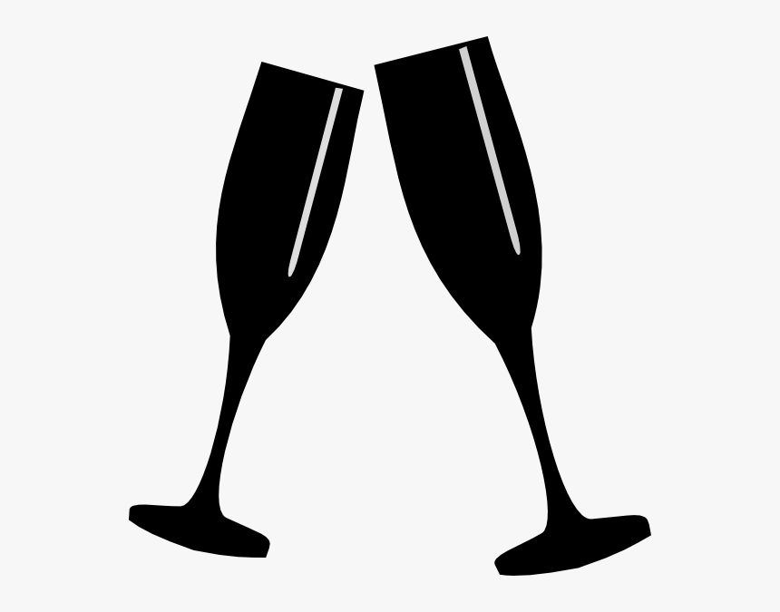 Champagne Glass Black Clip Art At Vector Clip Art Png - Champagne Glass Clipart Black And White, Transparent Png