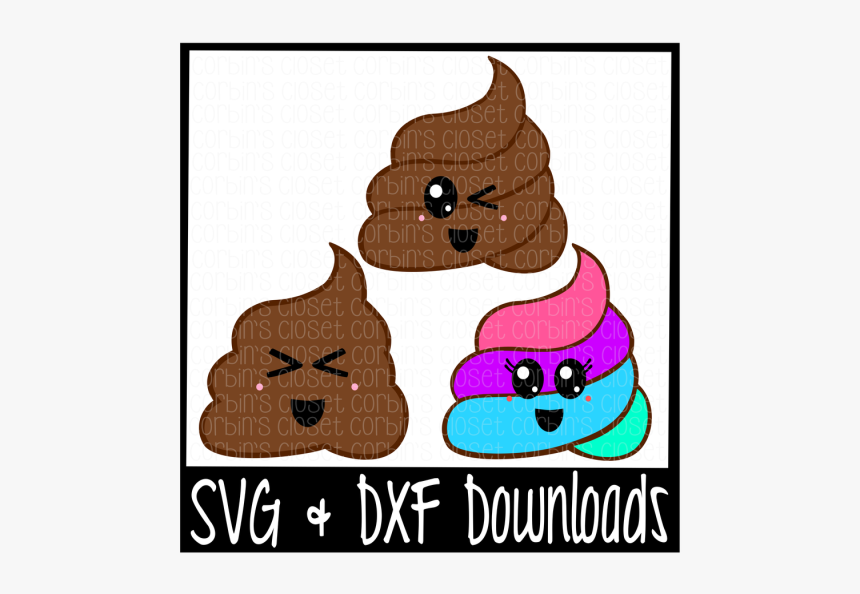 Free Kawaii Poo * Cute Faces * Emoji Cutting File - Cartoon, HD Png Download