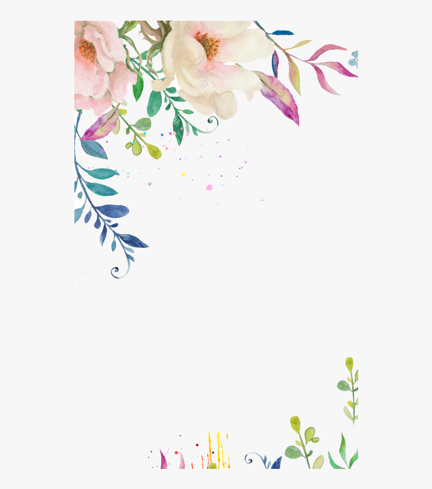 White Watercolor Flower Png - Decorative Floral Border Png, Transparent