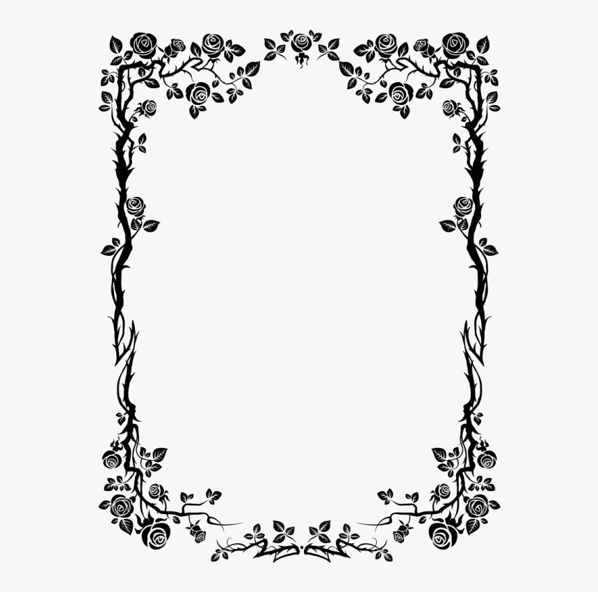 Clip Art Flower Royalty Free Clip - Floral Border Design Black, HD Png Download