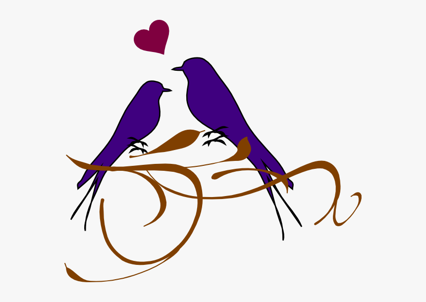 Birds On A Branch Clip Art - Wedding Clipart Love Bird, HD Png Download
