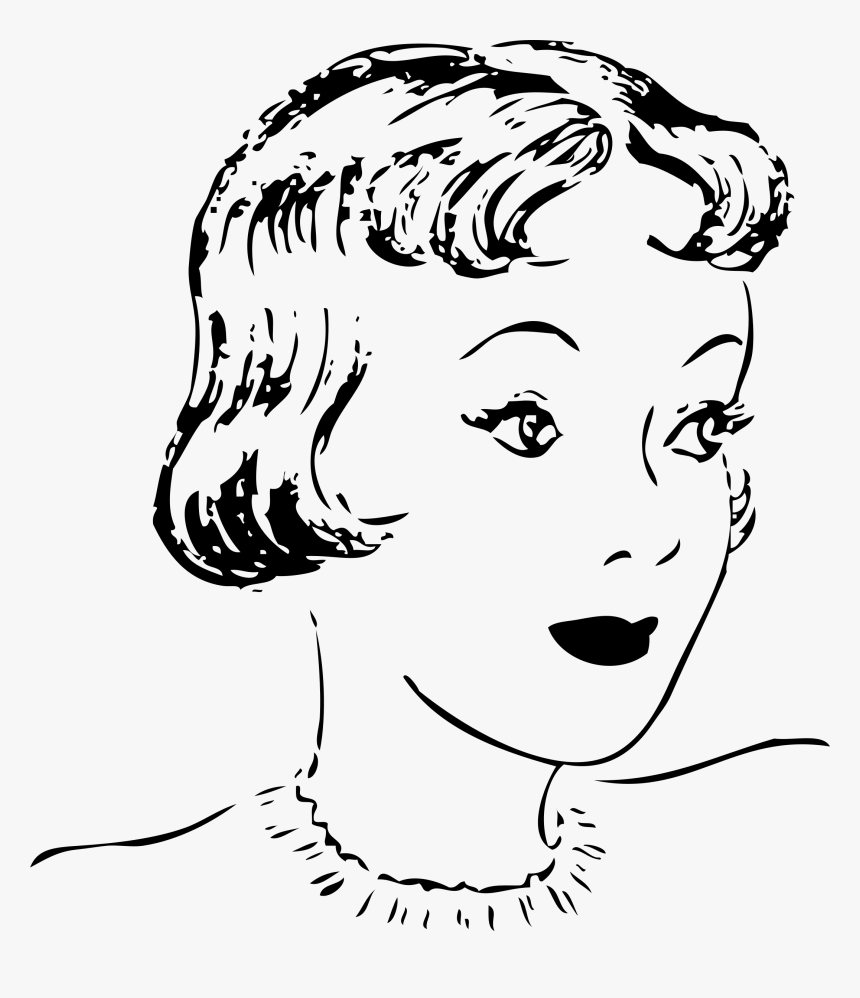 Girls Hair Style 1 Clip Arts - Short Hair Girl Clipart Black White, HD Png Download