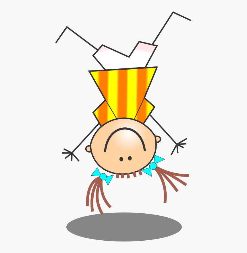 Cartoon Girl Doing Cartwheel, HD Png Download