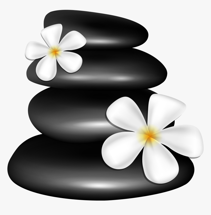 Spa Stones With White Flowers Png Clipart Image - Spa Clipart Png, Transparent Png