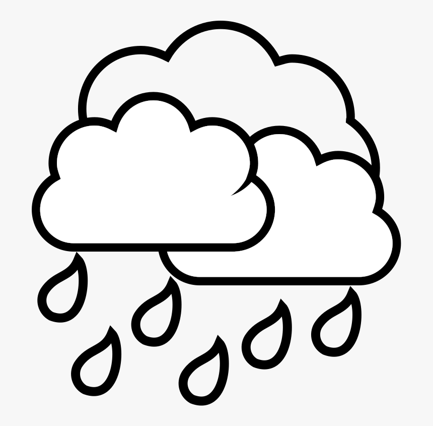 Weather Storm Rain Svg Clip Arts - Rain Cloud Clipart Black And White, HD Png Download