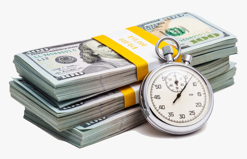 Stack Of Dollars - Tiền Và Đồng Hồ, HD Png Download