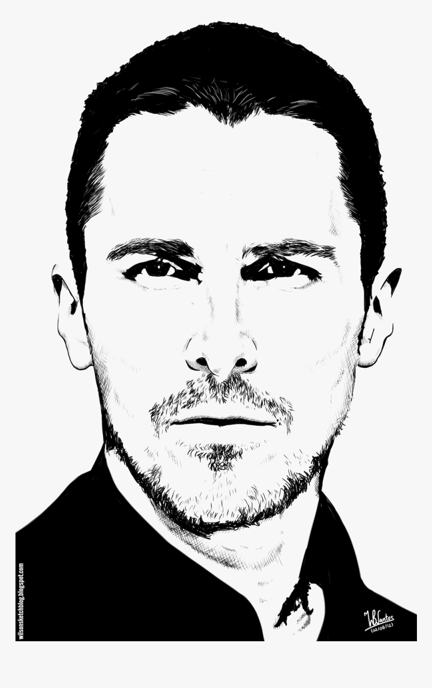 Christian Bale Png Pic - Black And White Clipart Celebrity, Transparent Png