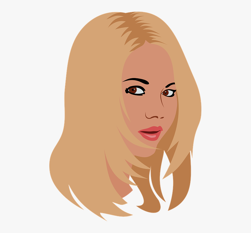 Beauty, Blonde, Face, Girl, Head, Woman, Attractive - Cartoon Girl Black Hair, HD Png Download