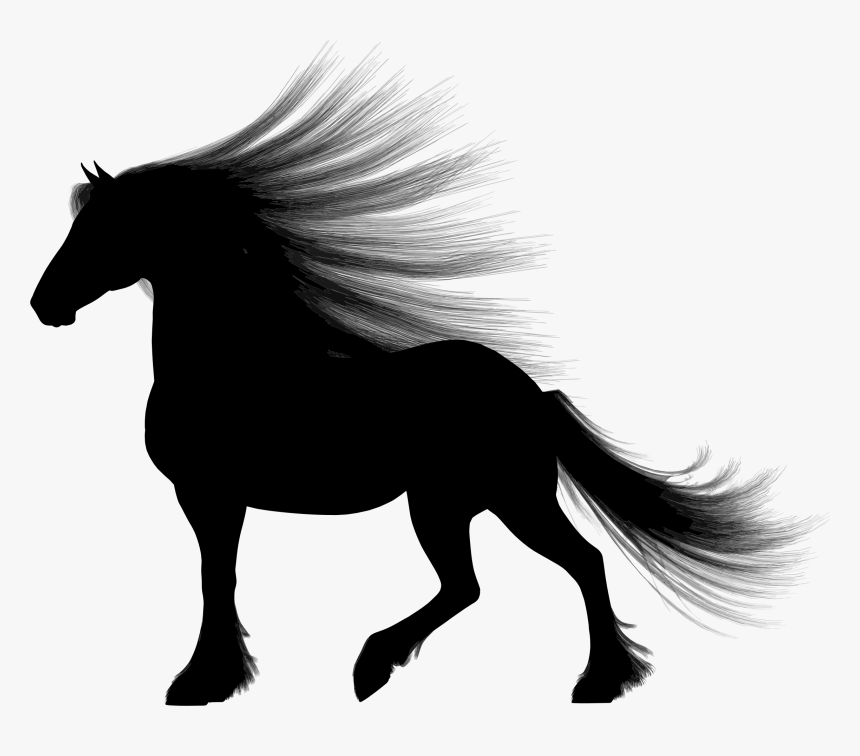 Long Haired Horse Silhouette Clip Arts - Silhouette Horse, HD Png Download