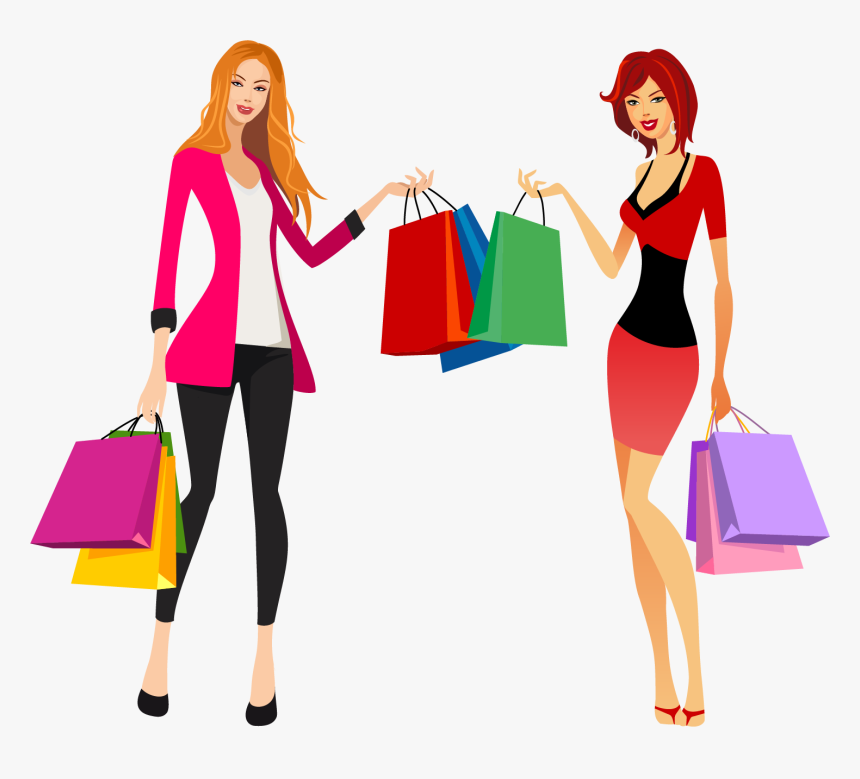 Shopping Fashion Clip Art - Fashion Shopping Girl Vector, HD Png Download