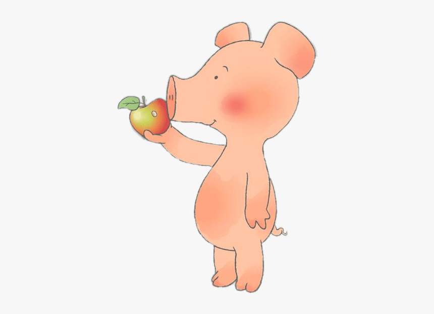 Wibbly Pig Eating An Apple - Cartoon, HD Png Download