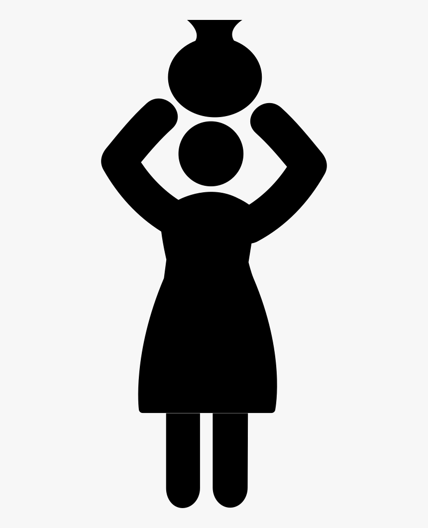 Woman Carrying Jar With Her Head - Women Carrying Pots Icon, HD Png Download