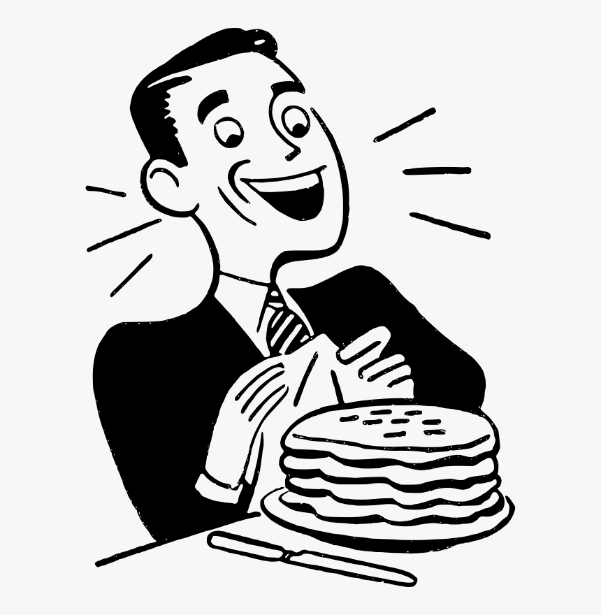 Man Eating Pancakes - Eating Pancakes Clipart, HD Png Download