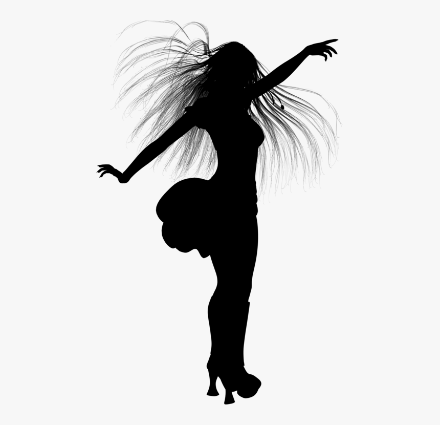 Silhouette Borders Frames Female - Woman With Crazy Hair Silhouette, HD Png Download
