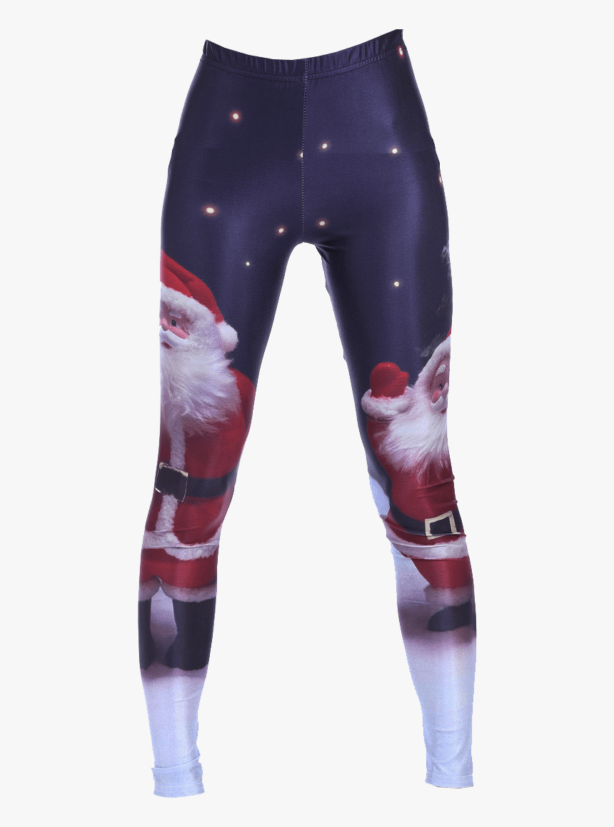 Blue Santa Leggings Transparent Background Clothing - Leggings, HD Png Download