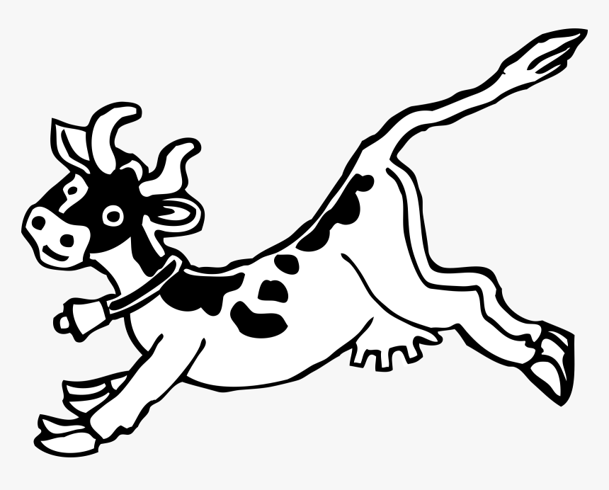 White Cow, Milk, Farm, Animal, Olxen, Black, Outline, - Clip Art Cow Jumping, HD Png Download