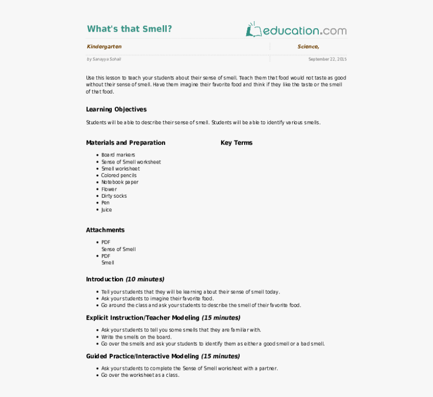What S That Smell - Changes Around Us Lesson Plan, HD Png Download