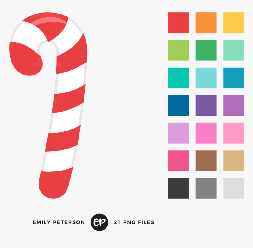Candy Cane Canes Clipart By Emily Peterson Studio Transparent - Ice Lolly Clip Art, HD Png Download