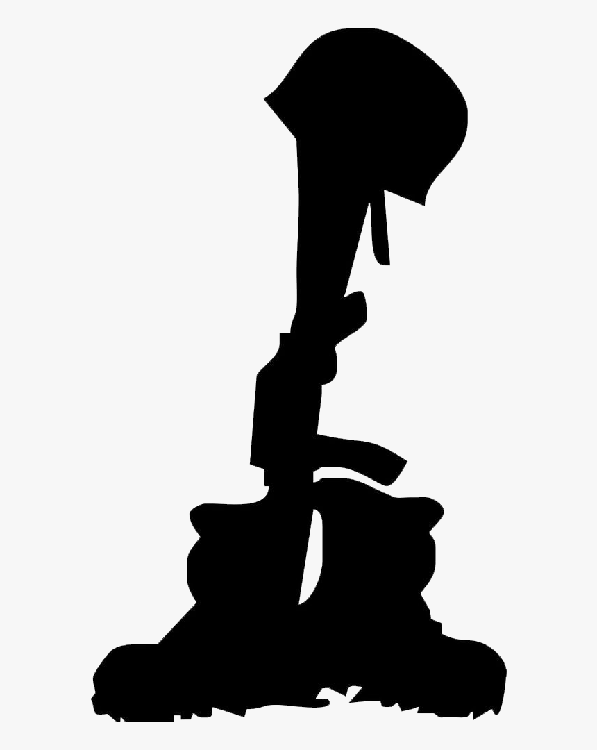 Military Boots With Rifle - Fallen Soldier Silhouette, HD Png Download