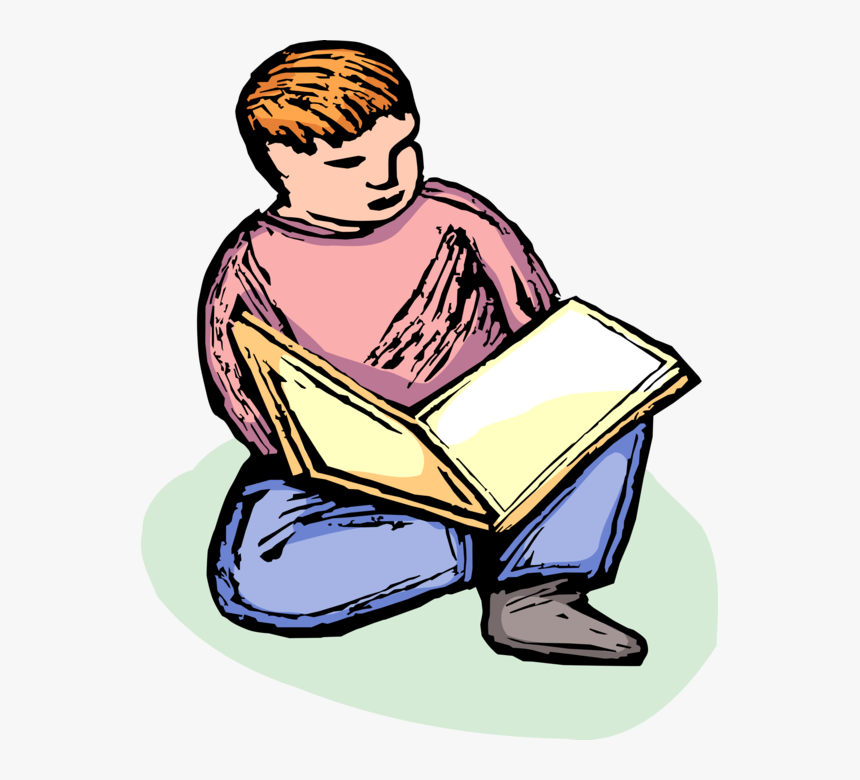 Vector Illustration Of Young Boy Learning To Read Book - Pessoa Lendo Png, Transparent Png
