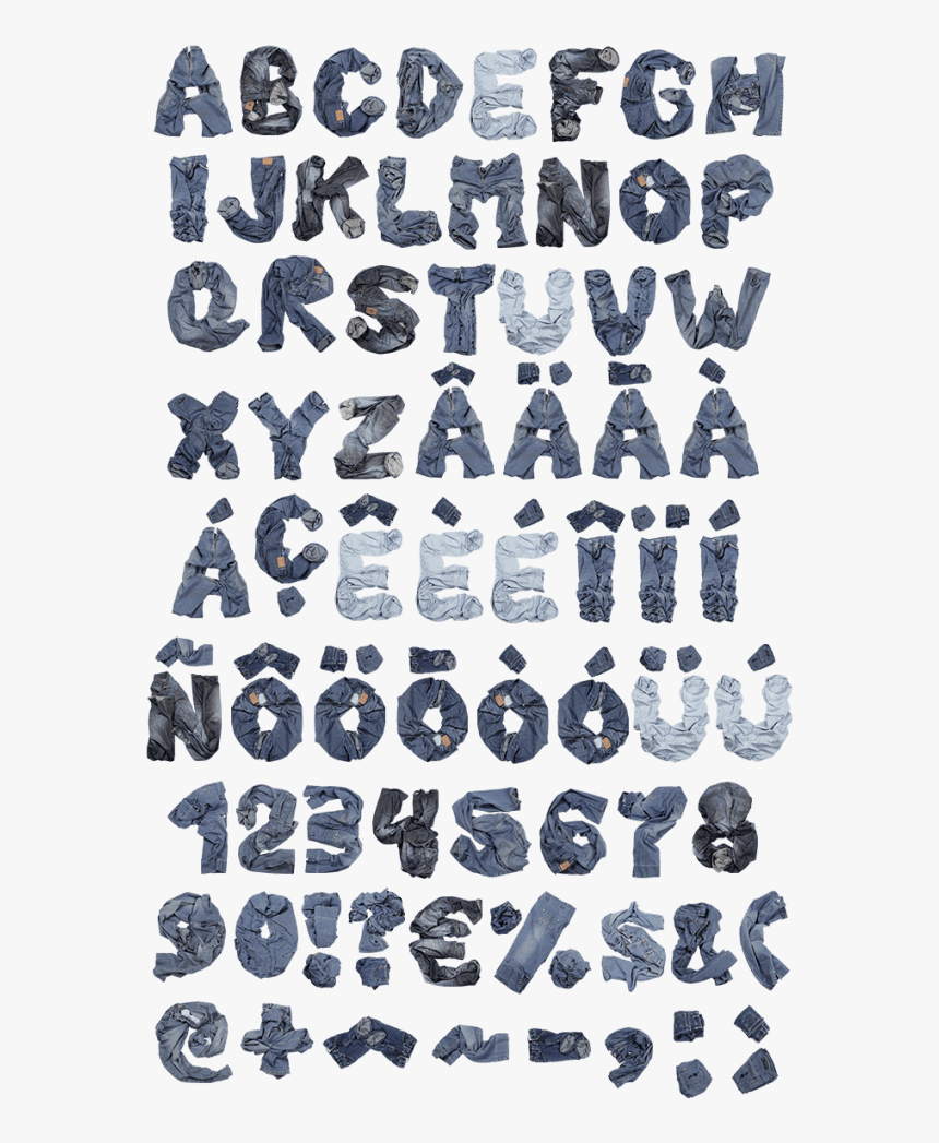 Retro Jeans Material Font - Pattern, HD Png Download