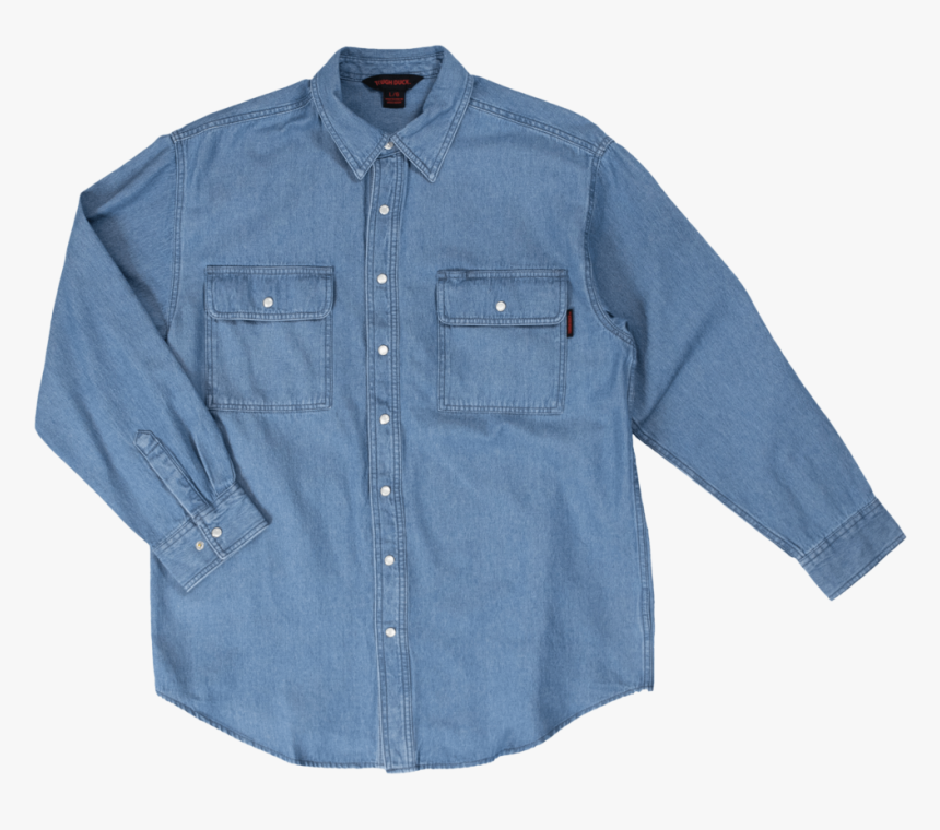 Work King Mens Snap Front Denim Shirt Indigo Front - Button, HD Png Download
