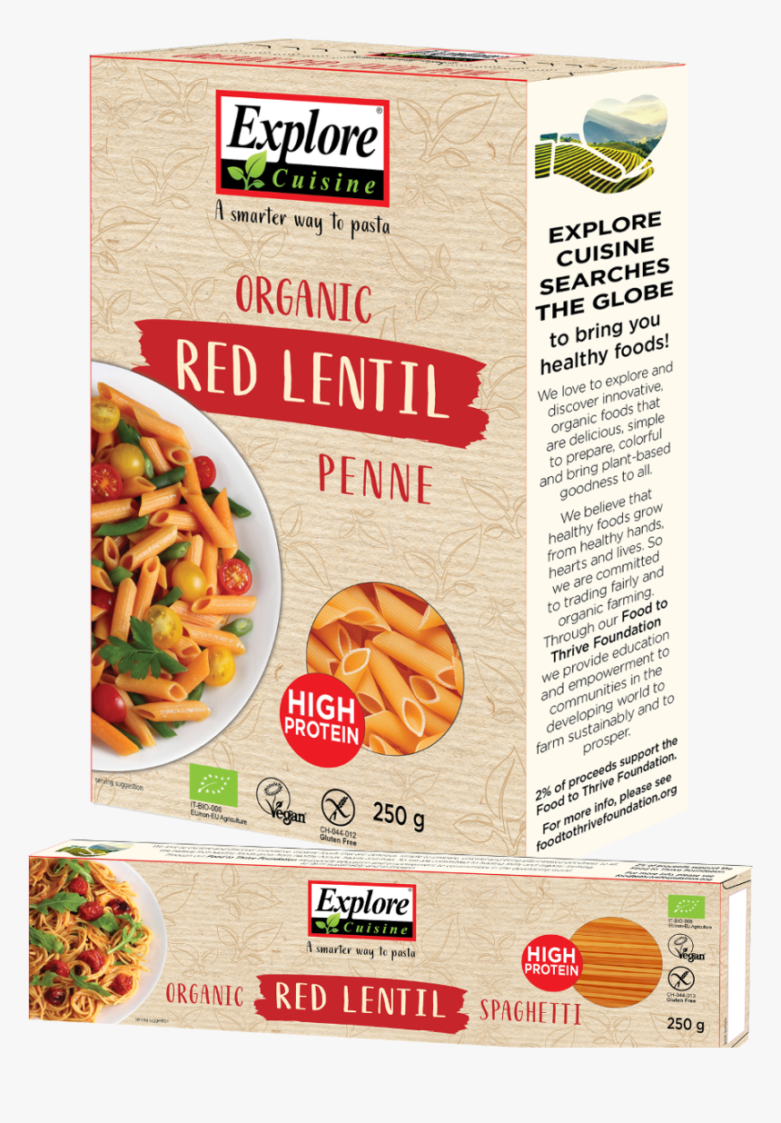 Organic Red Lentil Penne And Spaghetti 
 Data Fancybox - Explore Cuisine, HD Png Download