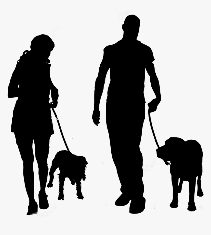 Transparent People Walking Dog Png Dog Walk Silhouette, Png Download