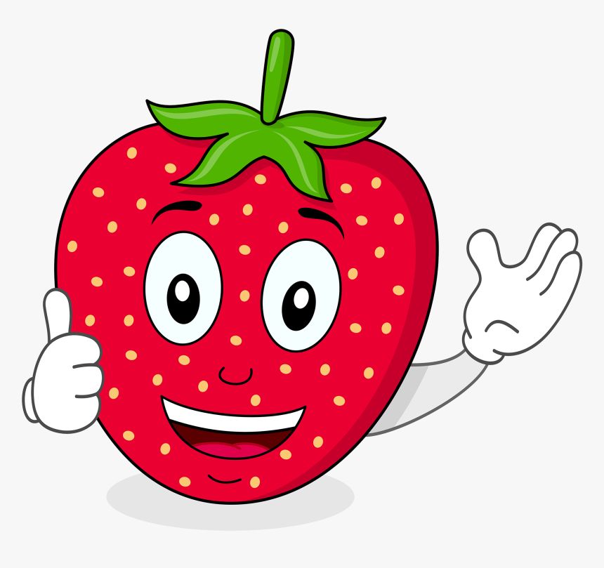 Vector Download Funtime Fruits Tasty Snacks For Kids - Happy Strawberry Thumbs Up, HD Png Download