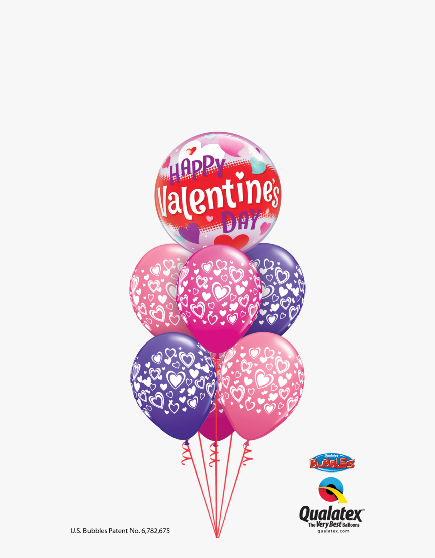 Happy Valentines Day Pink & Purple Balloon Gift - Christmas Balloon Bouquets, HD Png Download