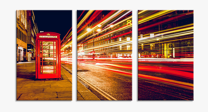 London 3 Panel Canvas Wall Art Light Trails - London, HD Png Download