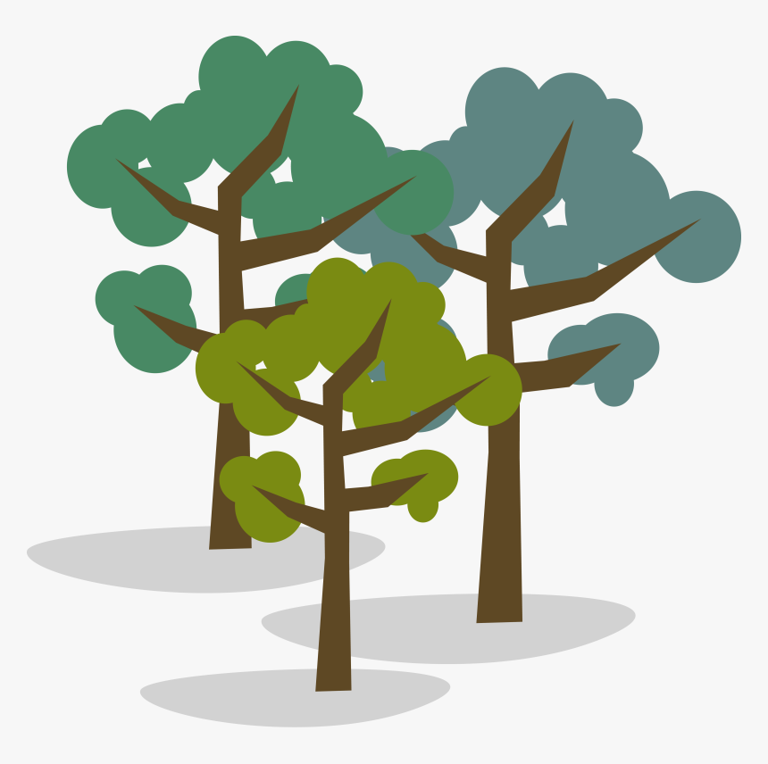 Illustration Of Group Of Three Trees - Tall Tree And Short Tree, HD Png