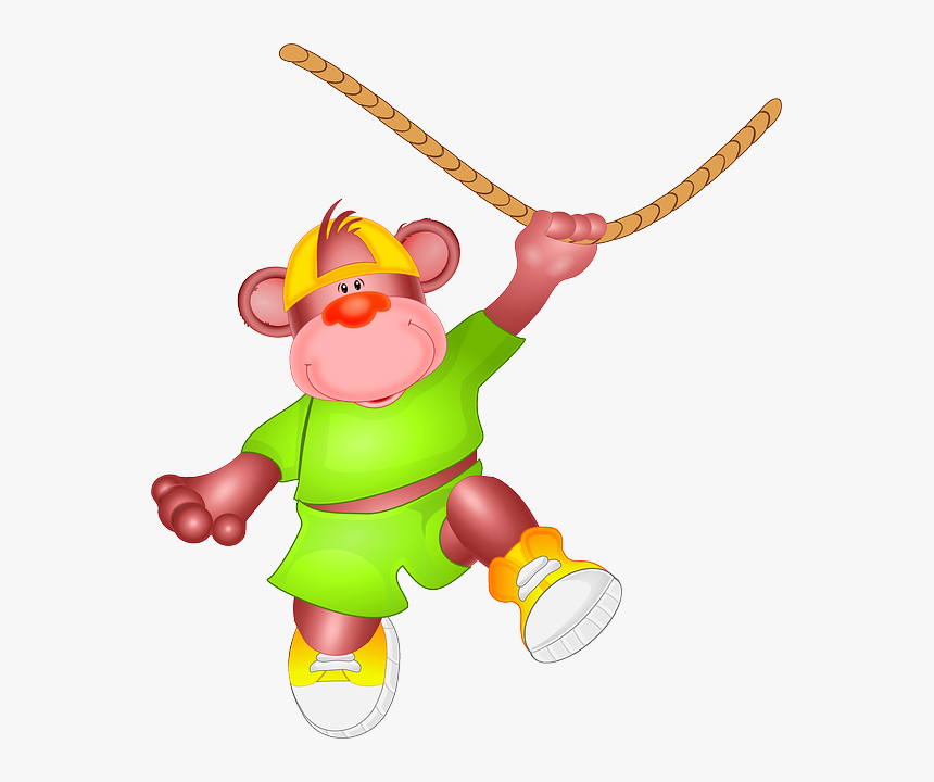 Monkey, Ape, Animal, Hang, Loop, Swinging, Zoo, Fun - Monkey In Rope Png, Transparent Png