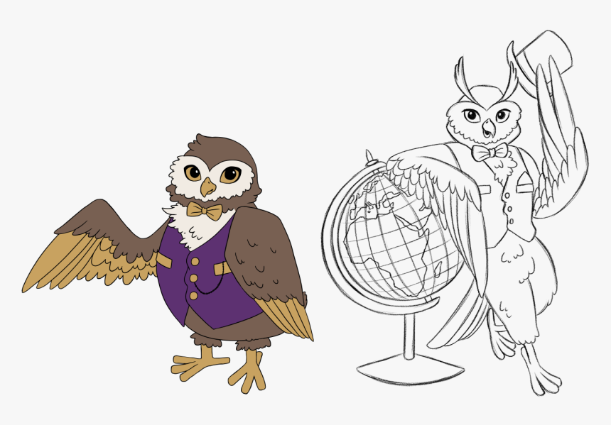 Vector And Sketch Illustratiuons Of Owl Character For - Cartoon, HD Png Download