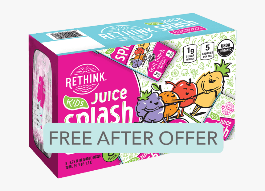 Pink Splash Png -rethink™ Kids Juice Splash Offer - Rethink Fruit Punch Barcode, Transparent Png