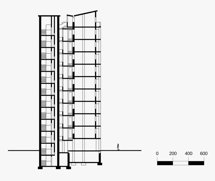 Milano Qt8 Edificio Ina-casa Sezione - Building, HD Png Download