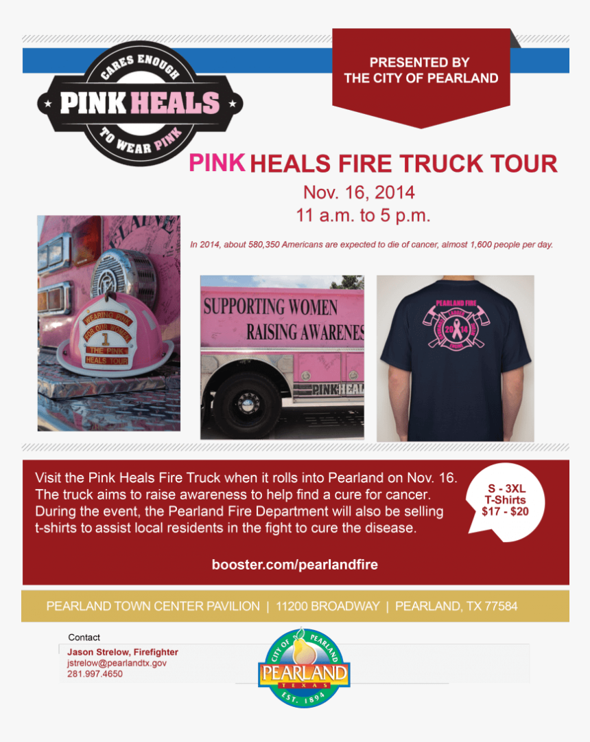 Pink Heals Fire Truck Tour In Pearland - Pearland, HD Png Download