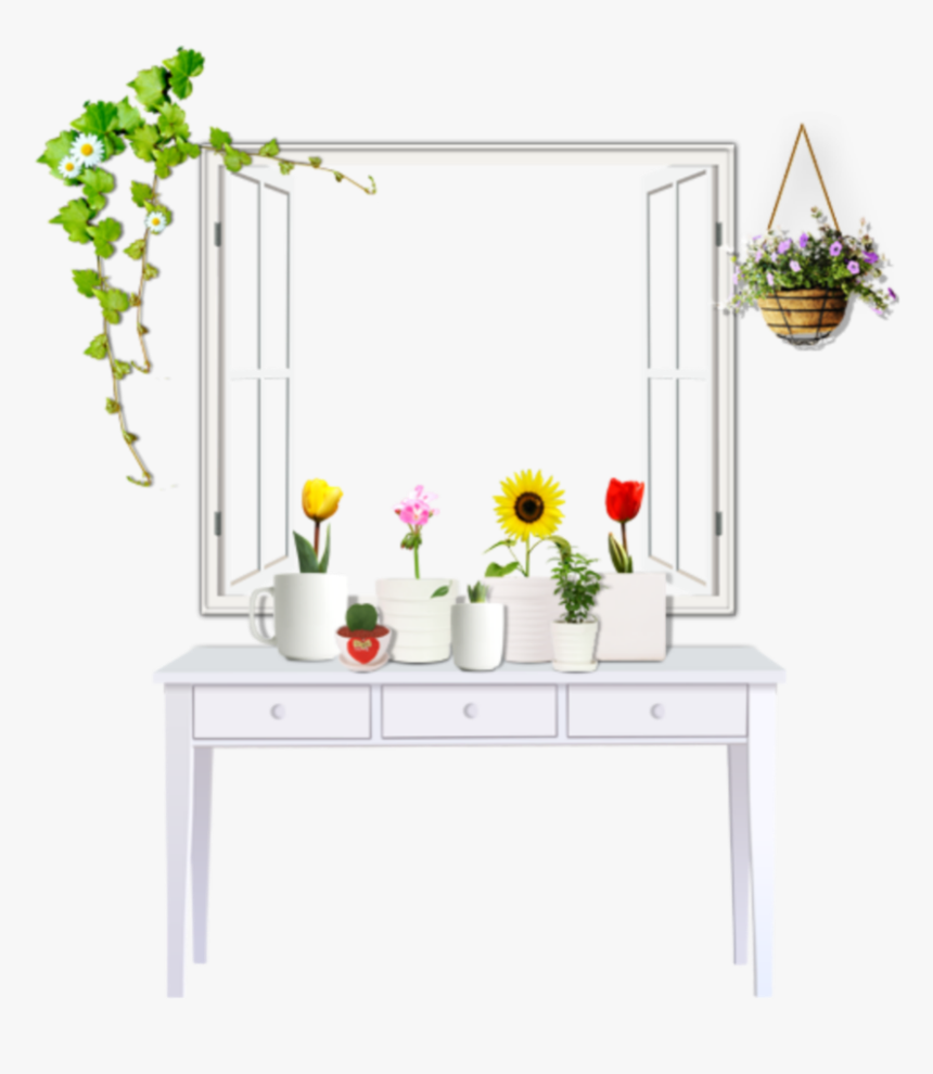 #ftestickers #flowers #plants #desk #window #openwindow - Window, HD Png Download