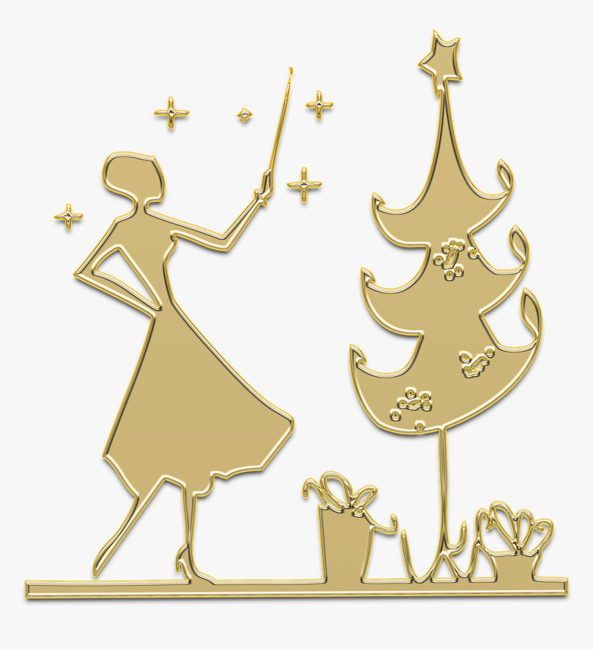 New Year S Eve, Christmas, Christmas Tree, Golden - Silhouette Xmas, HD Png Download