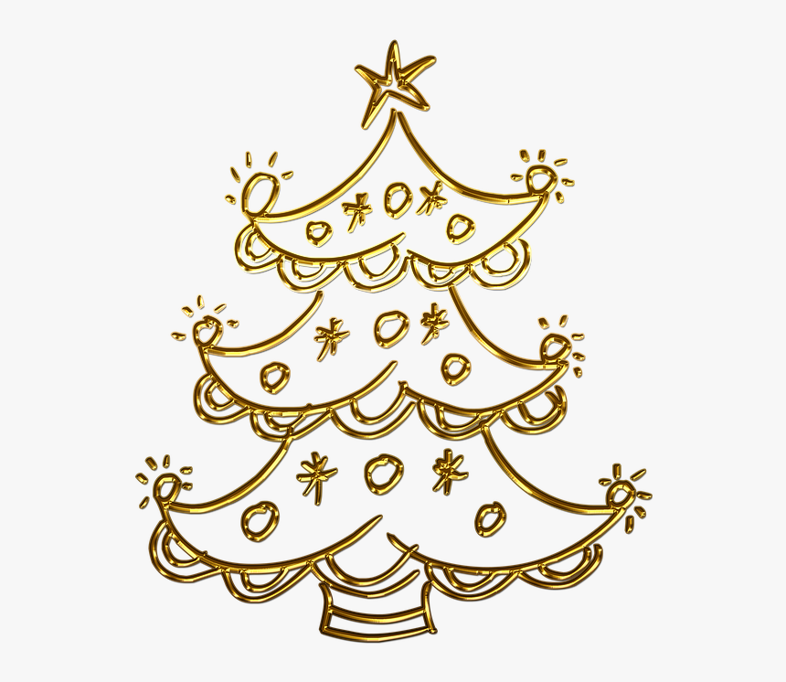 Spruce, Christmas Tree, Christmas, Gold, Golden - Christmas Tree, HD Png Download